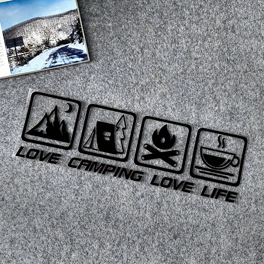 Sticker - Coffee Rv Travel Camping Car Off-road Car Camping Car Bonfire Scooter