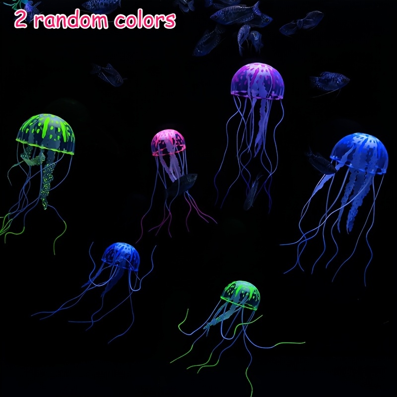 Image of 2/5pcs Simulation Fluorescent Jellyfish - Silicone Material | Ocean-themed Decoration | Ideal Decoration For Aquariums And Fish Tanks (random Colors)