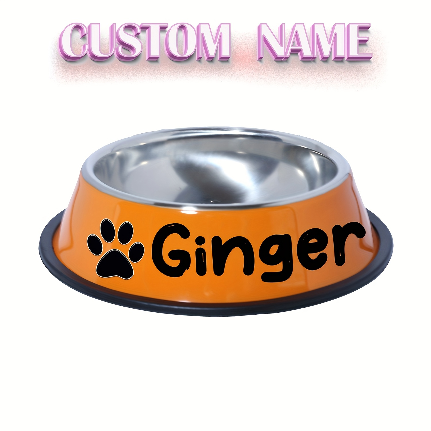 TEMU Custom Engraved Stainless Steel Pet Bowl - Non-tipping, Non-slip Base, Suitable For Dogs And Cats, Personalize Your Pet's Name - Ideal For Food
