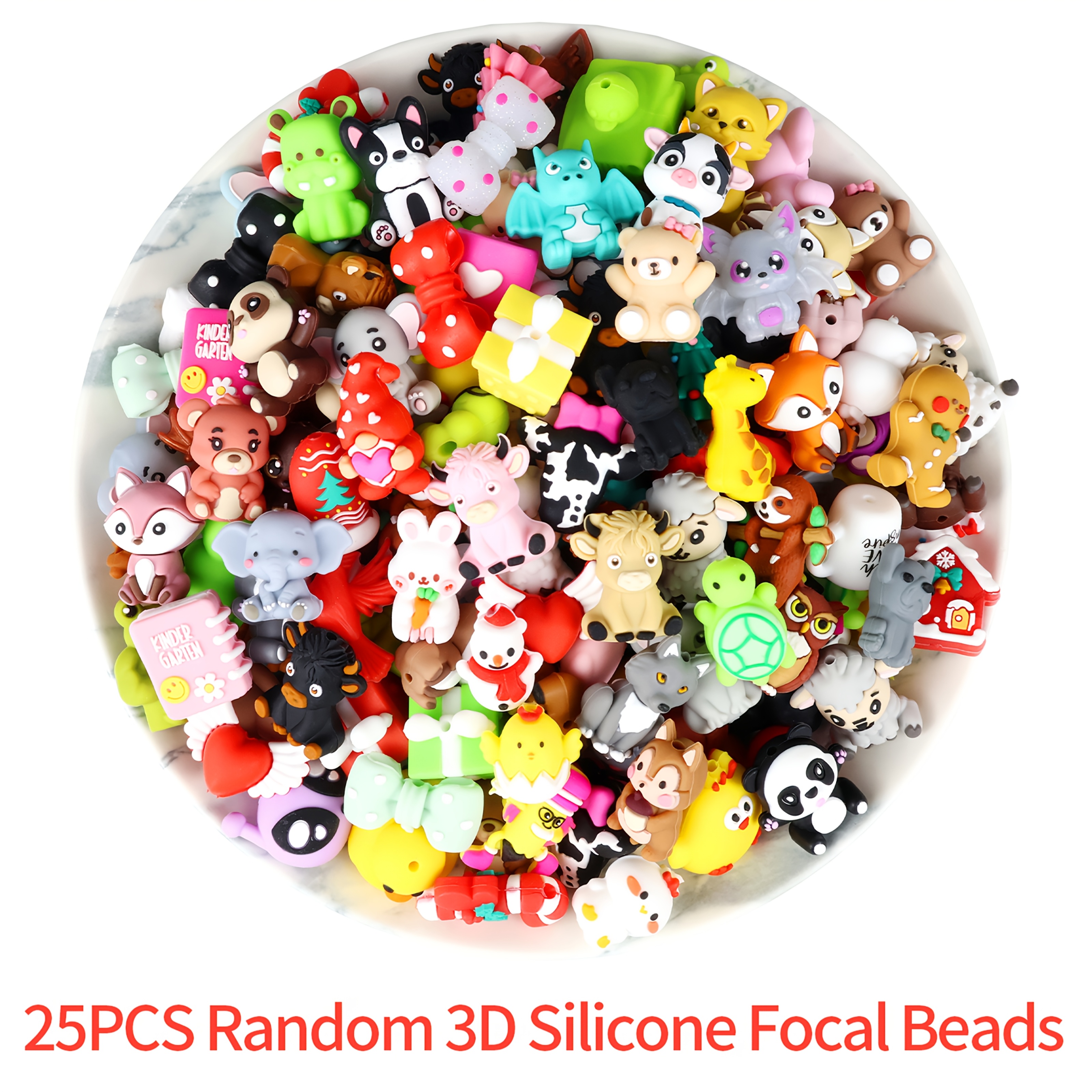 Image of 15-25pcs Random Style 3d Silicone Bead Set - Styles May And Are Not To In The Pictures