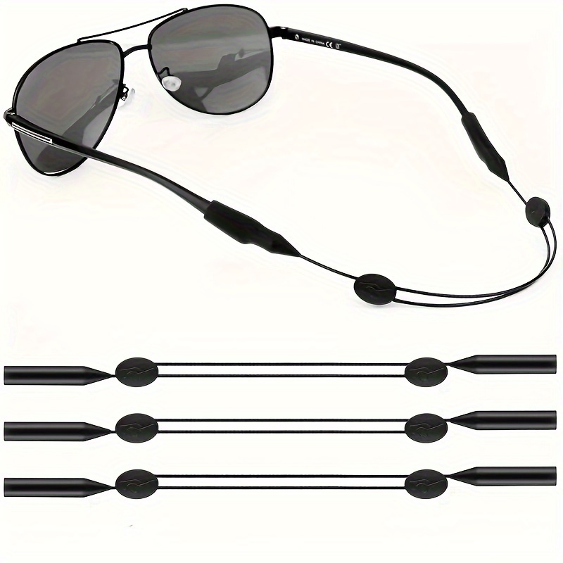 Cordón negro para sujetar anteojos, lentes de sol deportivos y gafas para  hombres y mujeres, correa ajustable para el cuello, retenedor de cuerda