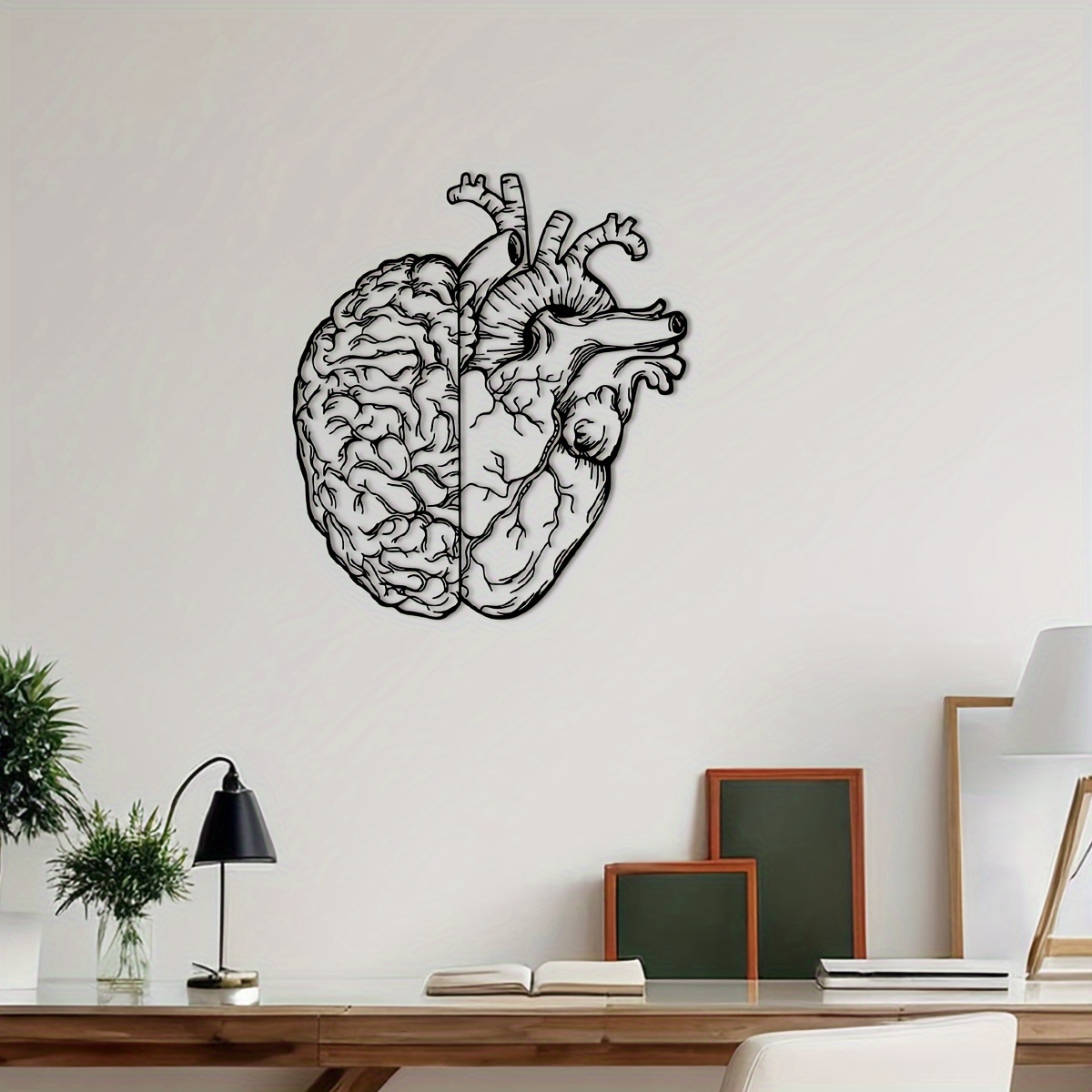 

Unique Heart & Brain Metal Wall Art - Modern Surgical Decor For Living Room, Bedroom - Gift For Doctors