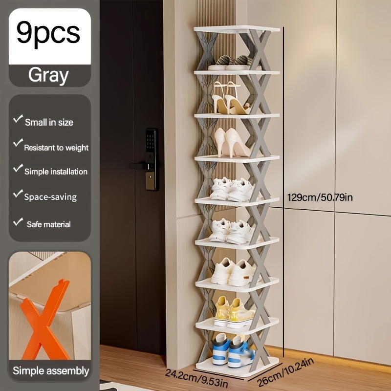 TEMU 9-layer Shoe And Boot Storage Folding Shoe Rack, Space, A Storage Solution For Shoes, Suitable For Entrance, Doorways, , Dormitories, Stacked,