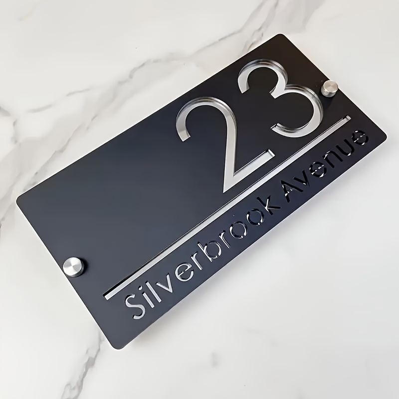 TEMU Custom Number/address Plaque - Ized House Sign With Laser-cut Numbers, Durable Plastic Outdoor House Numbers, Wall-mounted Address Plaque For Or