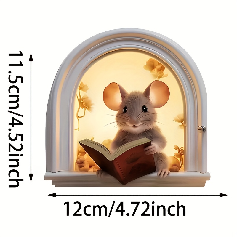 Cute Cartoon Mouse Reading Wall Sticker for Home Decoration