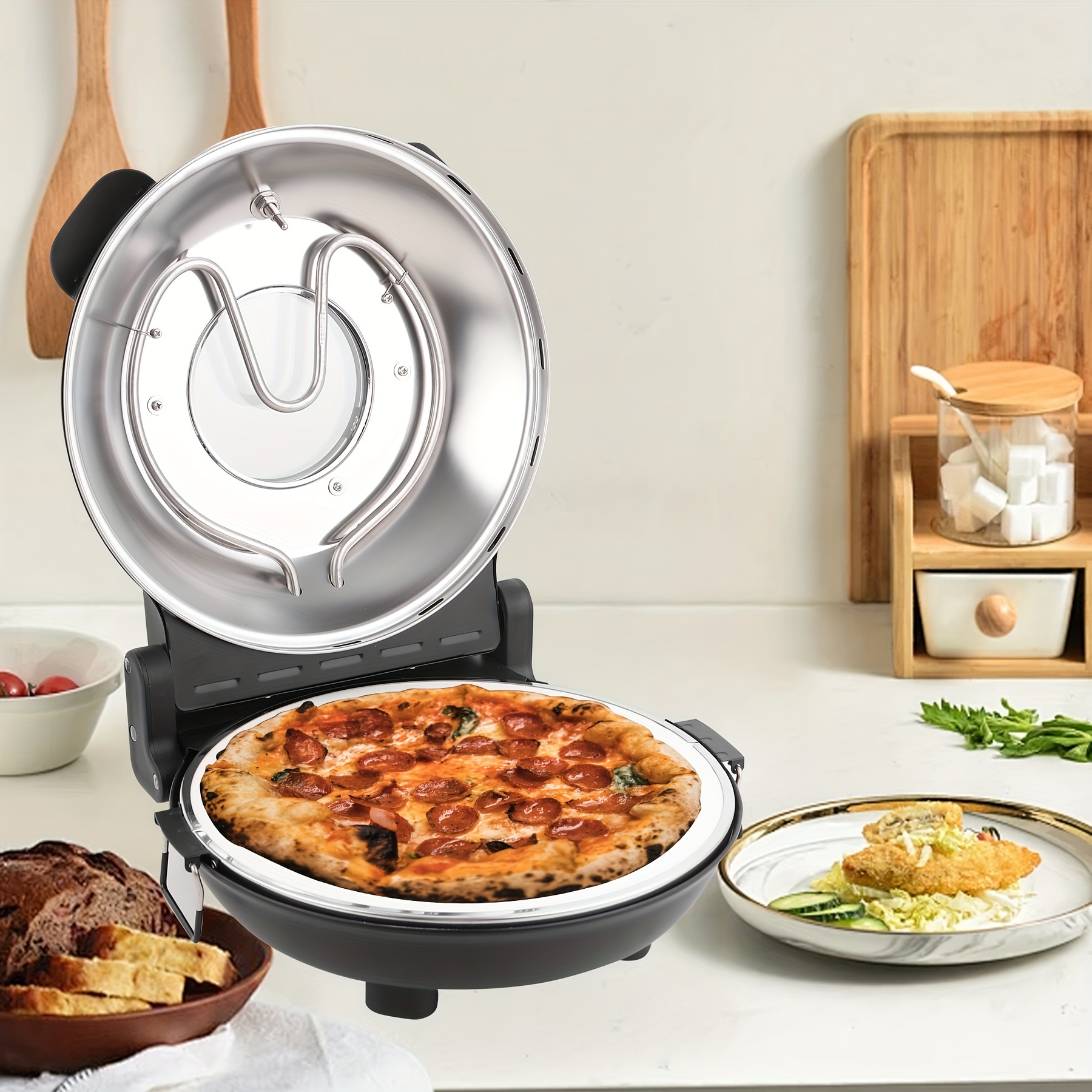 12 Inch Countertop Pizza Oven - 1200W Portable Indoor/Outdoor Pizza Maker Heats To 800°F