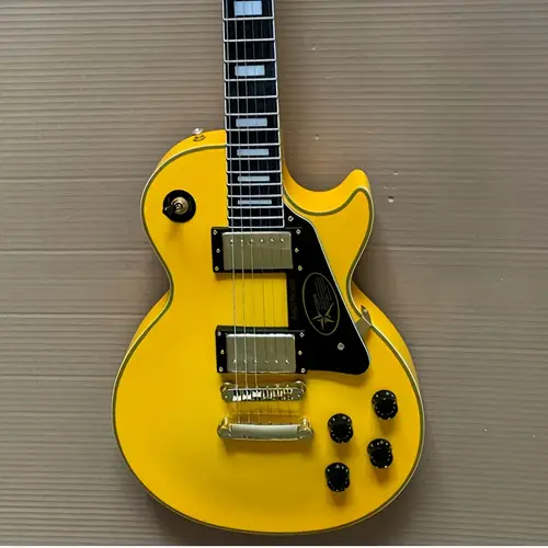 new arrival lp 1958 model randy electric guitar rr signature o bridge bone nut in yellow