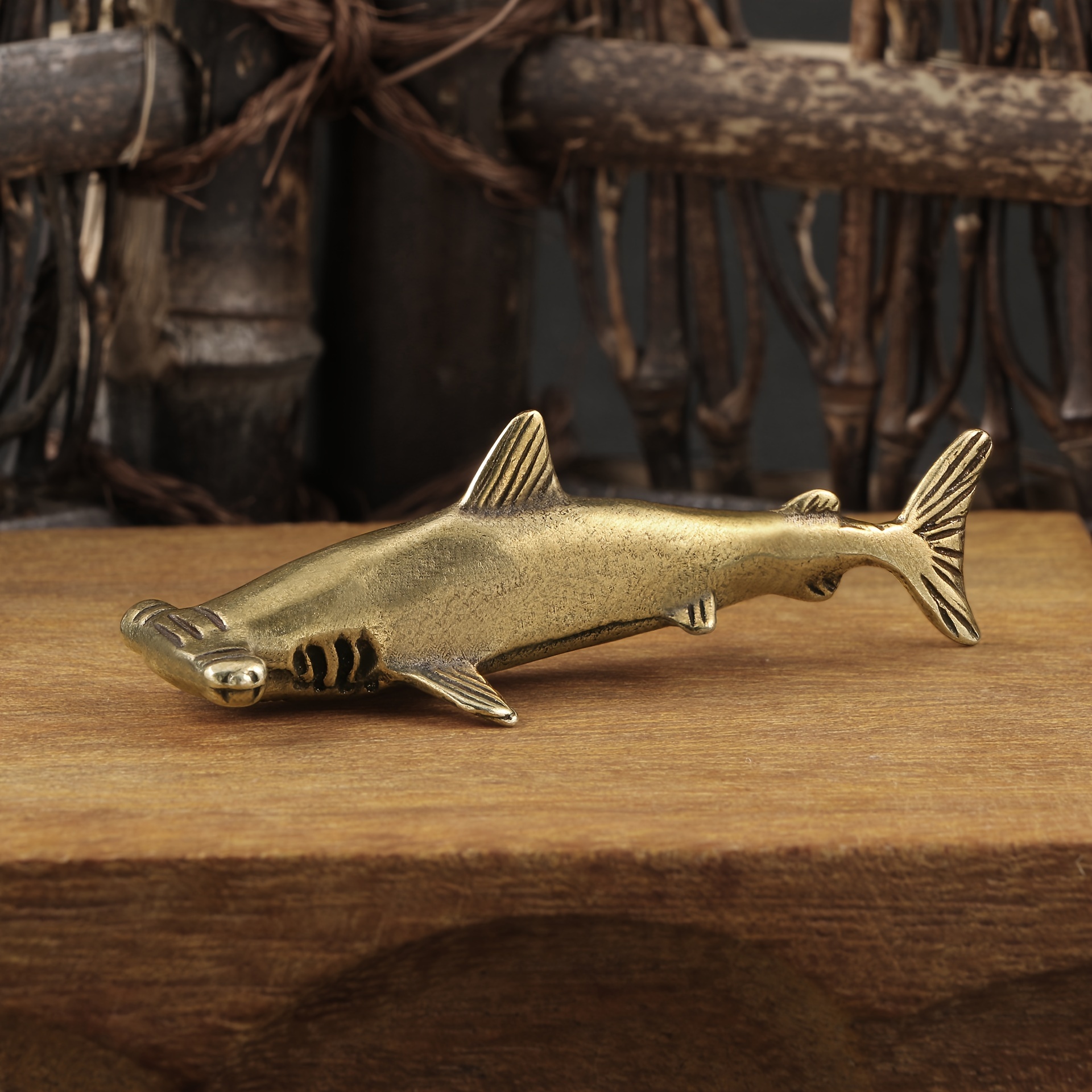 

Vintage Brass Shark Figurine - Handcrafted Copper Tea Pet & Tabletop Decor, Perfect For Home & Office
