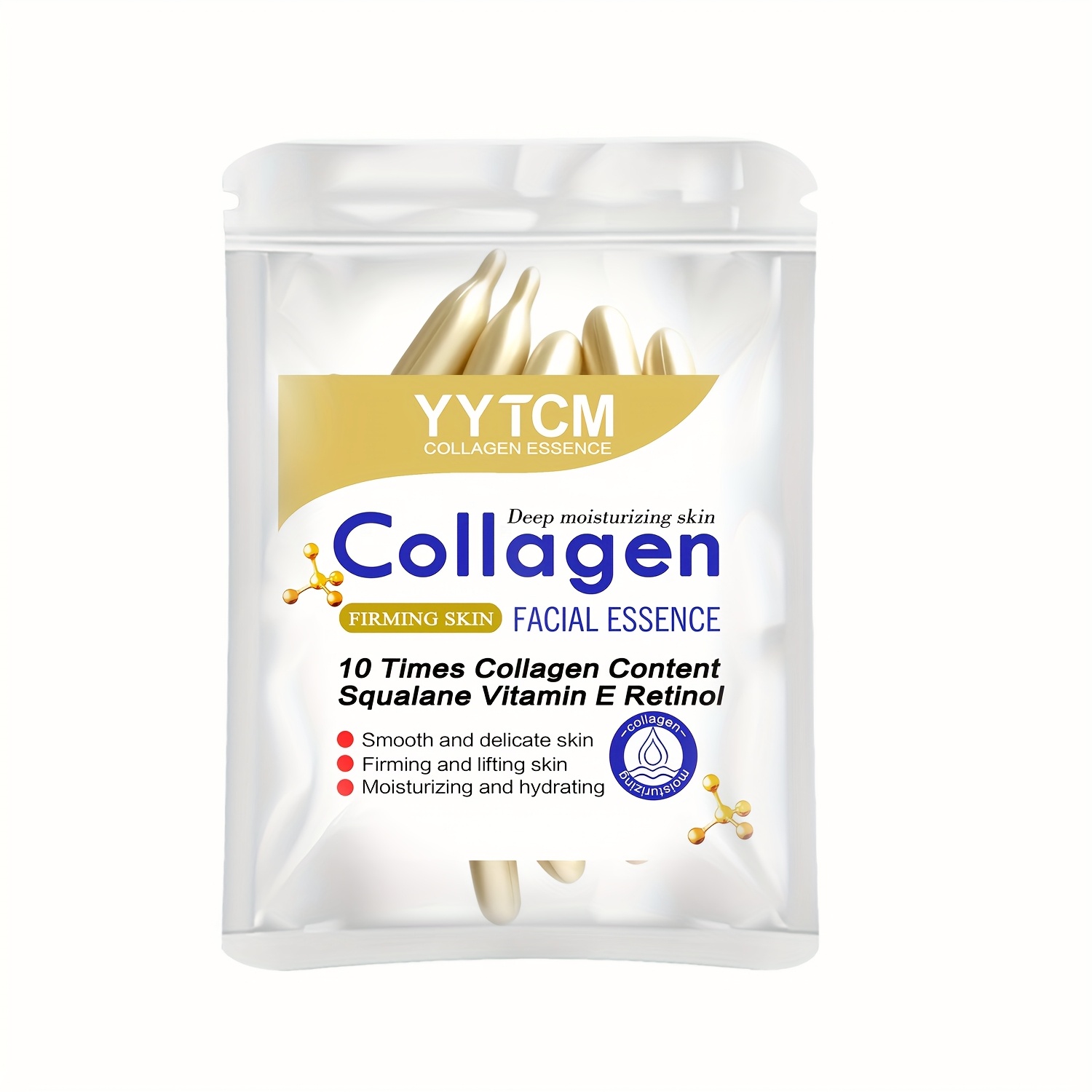Collagen Firming Capsule , Hydrating And Moisturizing For , With Plant Squalane, Retinol, And Vitamin E For Deep Hydration, 0.4g X 30 Capsules/bag - 1 Bag With Plant Squalane