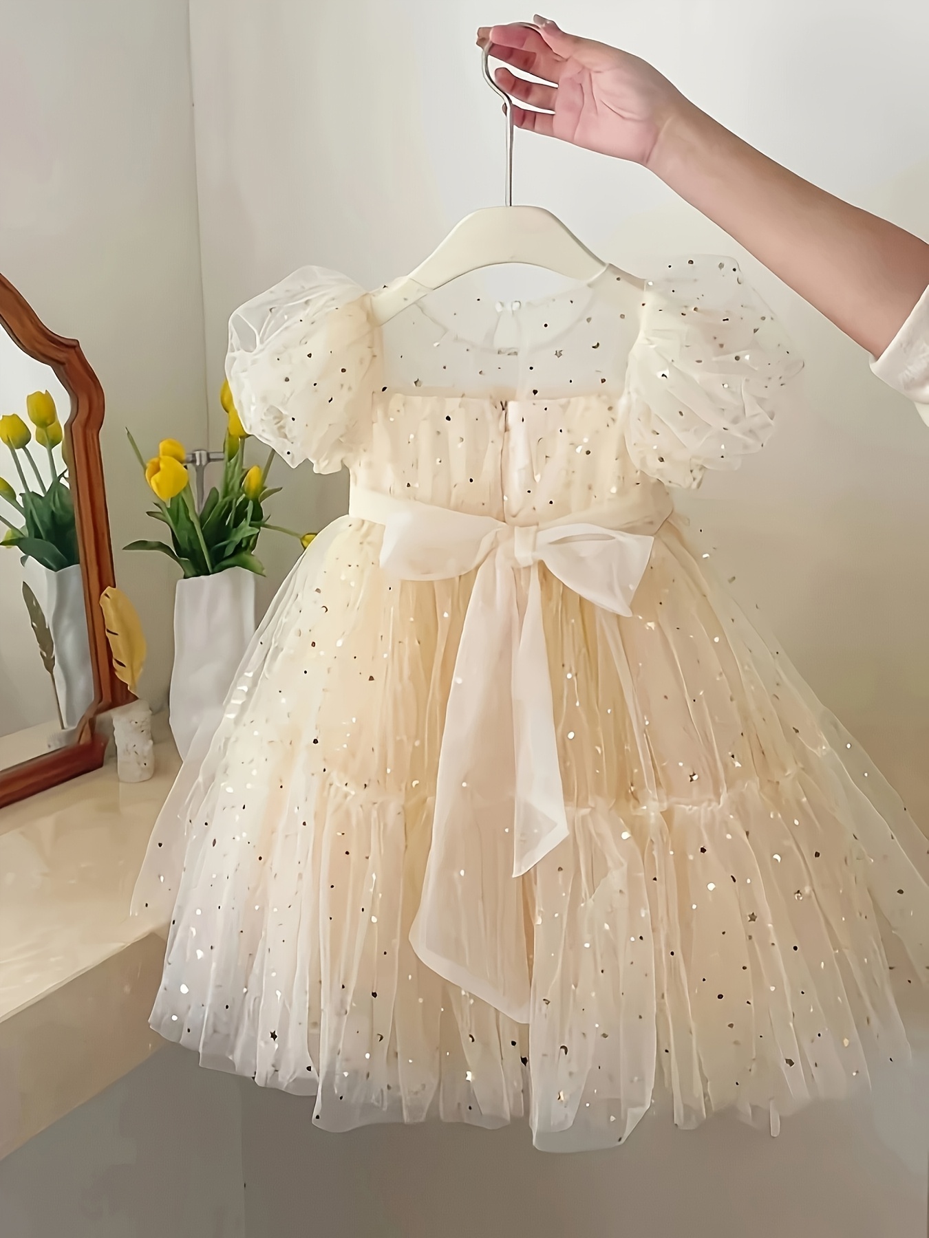knee length dresses for ladies Celestial Navy Off-Shoulder Star Mesh Dress main image 0