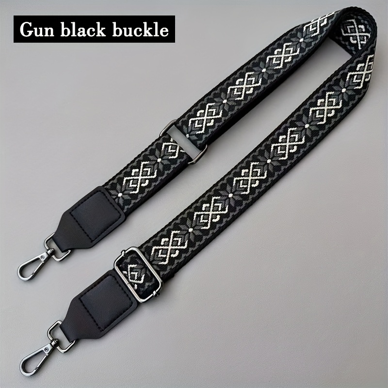 E-shop Schwarzer Crossbody Verlängerter Schultergurt, 1.5In Verbreiteter Jacquard Rucksackgurt, Länge Verstellbar, Einfach und Vielseitig, Einzelne