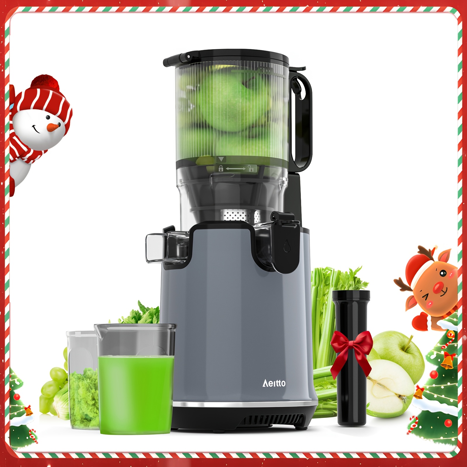 

Aeitto Juicer Machines, Cold Press Juicer With 5.3" Extra Large Feed Chute, 1.7l Large Capacity, 250w Juicer For Vegetable And Fruit, Easy To Clean With Brush, , Grey