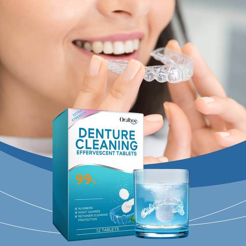 12 tablets with citric acid baking soda dentures braces cleaning foam tablets dentures invisible braces stains foam tablets