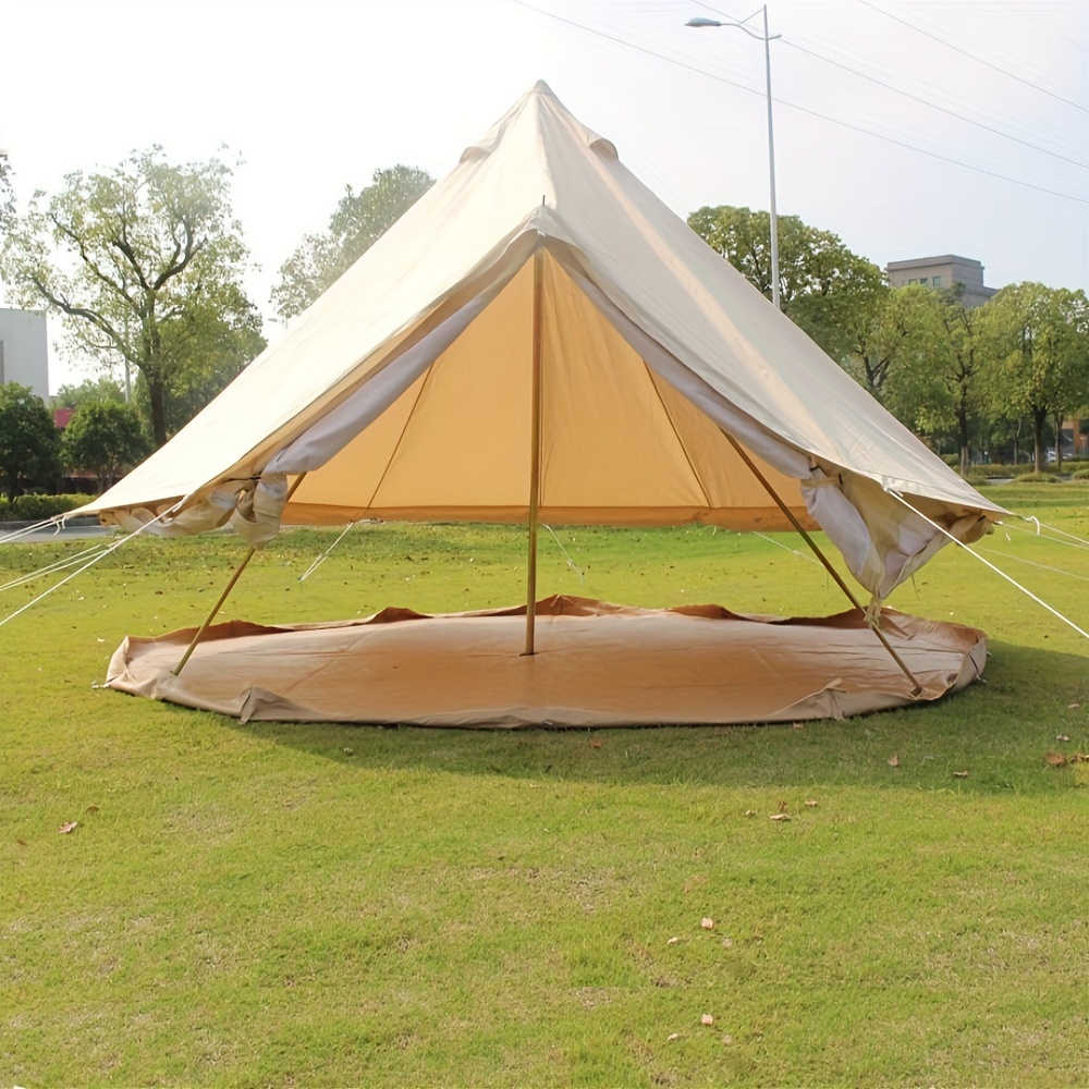 宽敞的 20 英尺米色帆布铃铛帐篷 | 6m 带拉链地板的露营蒙古包 |防水耐用，适合所有季节 |可容纳 8 人 |钢架和网状通风，户外派对帐篷 商品详情 3