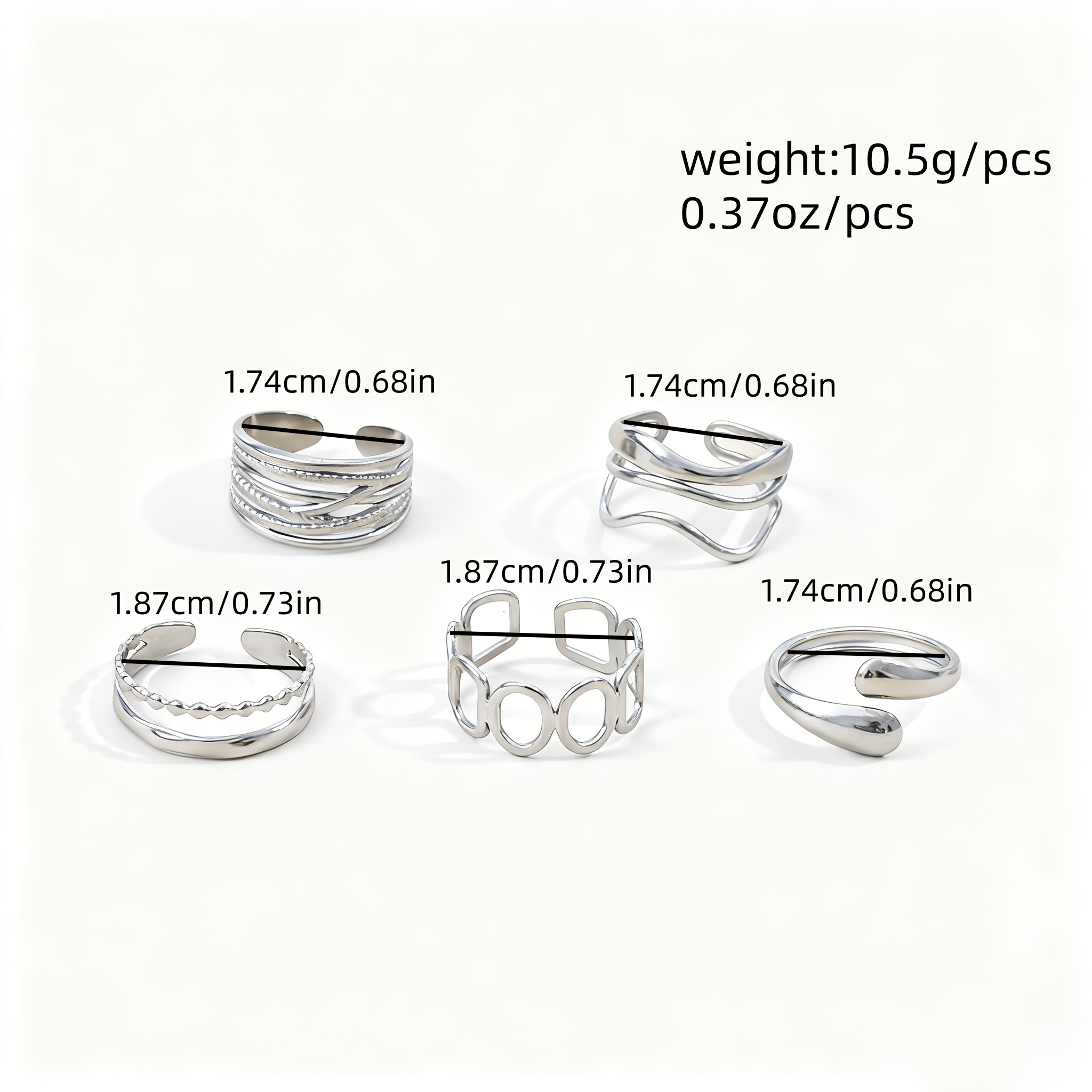 5pcs Unisex Stylish Minimalist Couple Rings Set