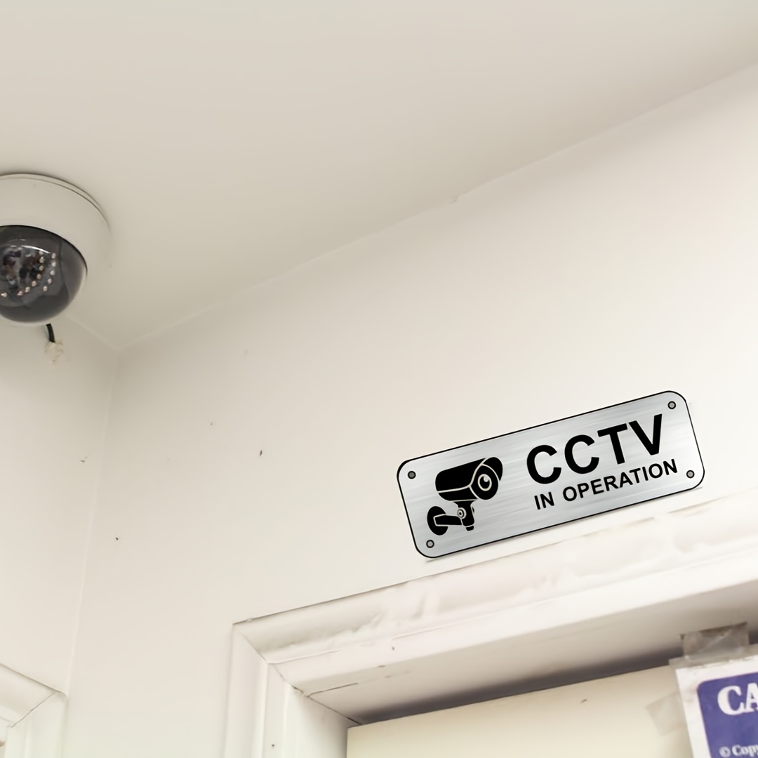 TEMU 1pc Cctv In Operation Sign, 6"x2" With Uv Protection & Reflective Surface, Wall-mounted Safety Camera Indoor/outdoor Warning Sign For Security