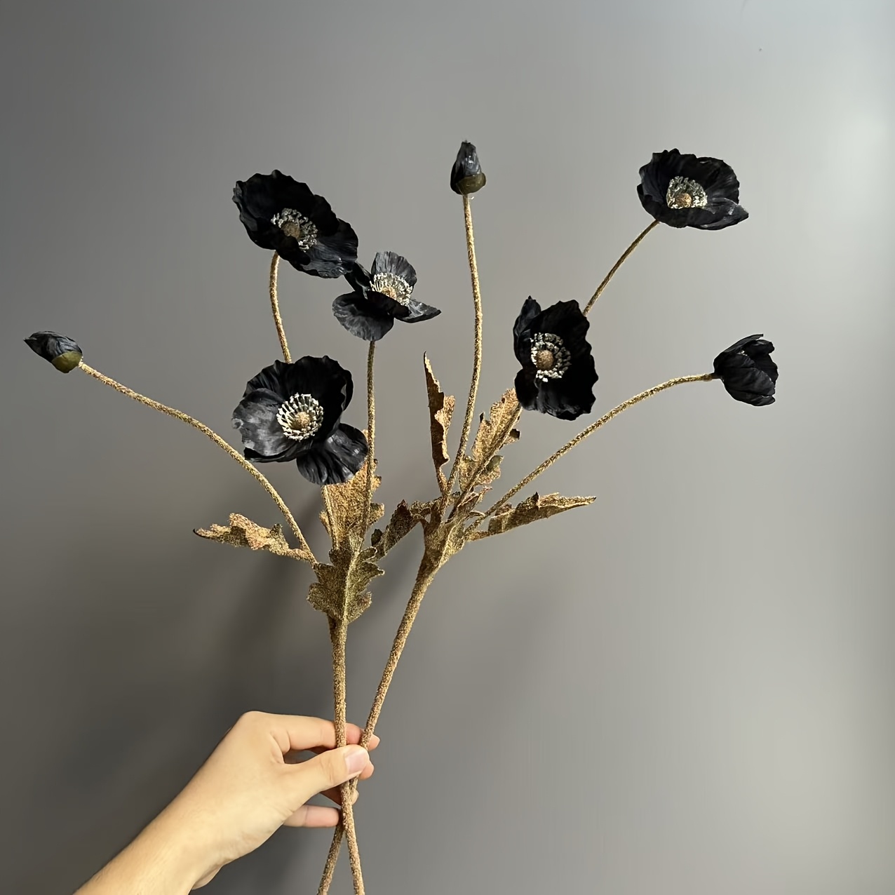 TEMU 2pcs High-quality Artificial Autumn-colored Poppies, 60cm, Featuring A Unique Flocking . Suitable For Home Decor, Indoor And Outdoor Decoration,