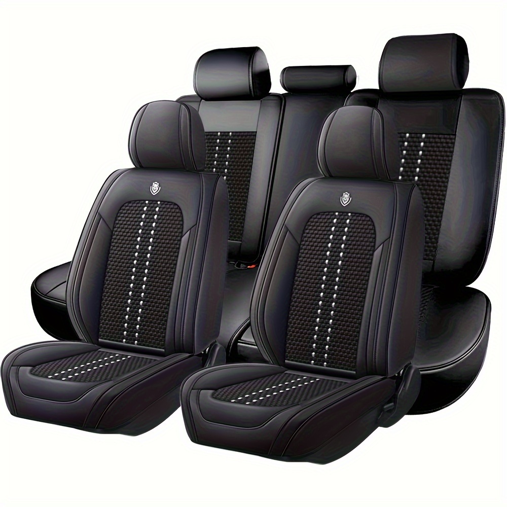 Car Seat Covers Cream Front Back PU Leather Car Seat Cover