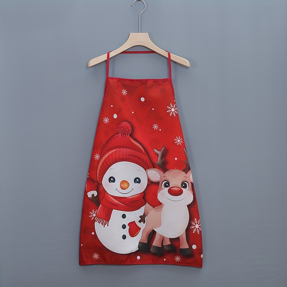 TEMU Tablier en Polyester à Thème de Noël avec - Épais, Design de & de Neige pour Décoration Festive de Cuisine et Salle à Manger