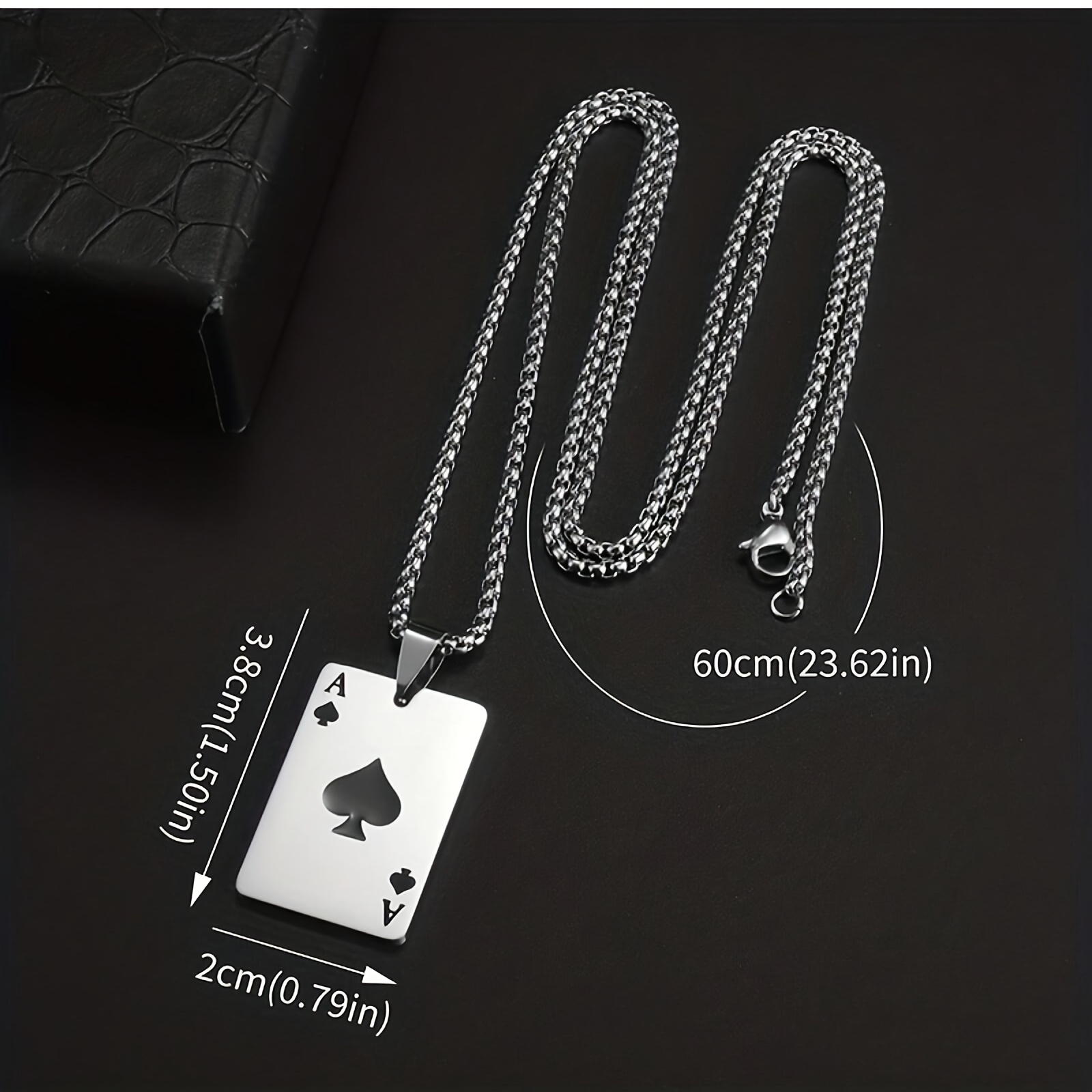 2pcs Couple's Matching Poker & Spade Card Pendants Necklace