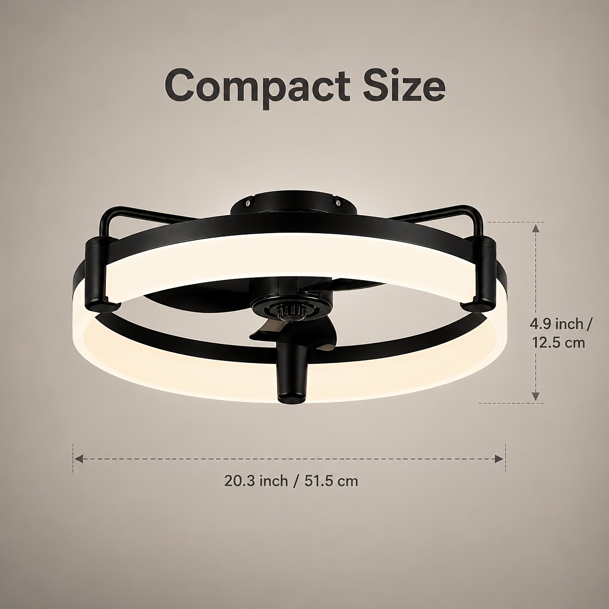 Black Ceiling Fan Light With Remote Control, 6 Adjustable , Timer Silent Operation, 3 Color Temperatures, Perfectly Ideal For In Bedroom And Living Room