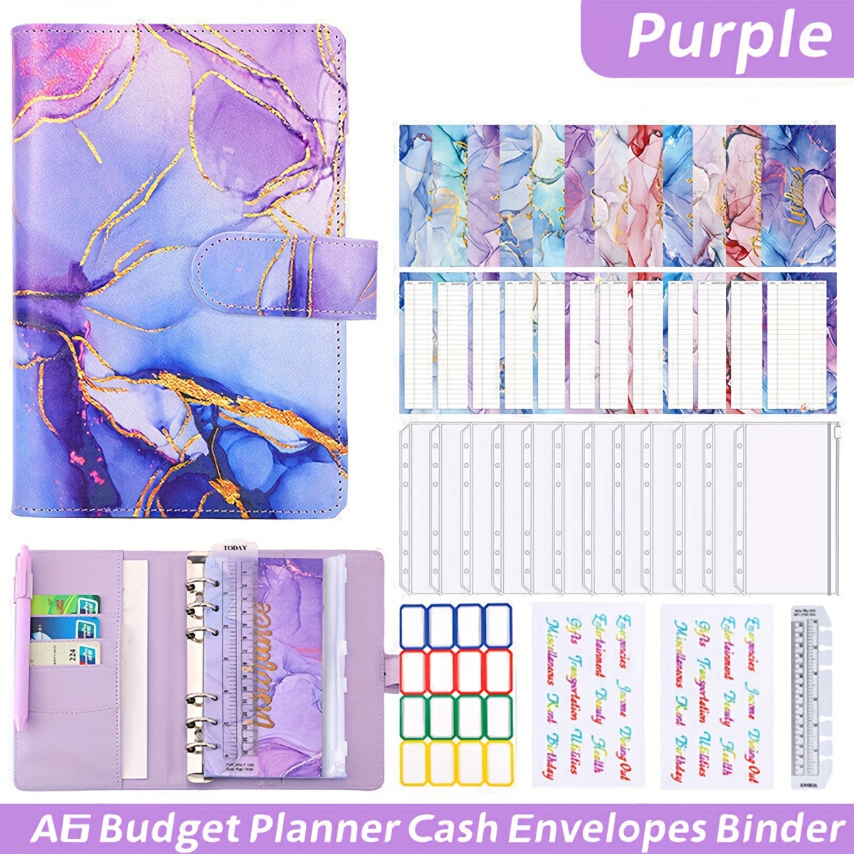 

29pcs Budget Ring Binders Set Money Saving Wallet Organizer Binder Budget Planner With 12 Budget Sheets Zipper Bags Ruler And Sticker For Budgeting