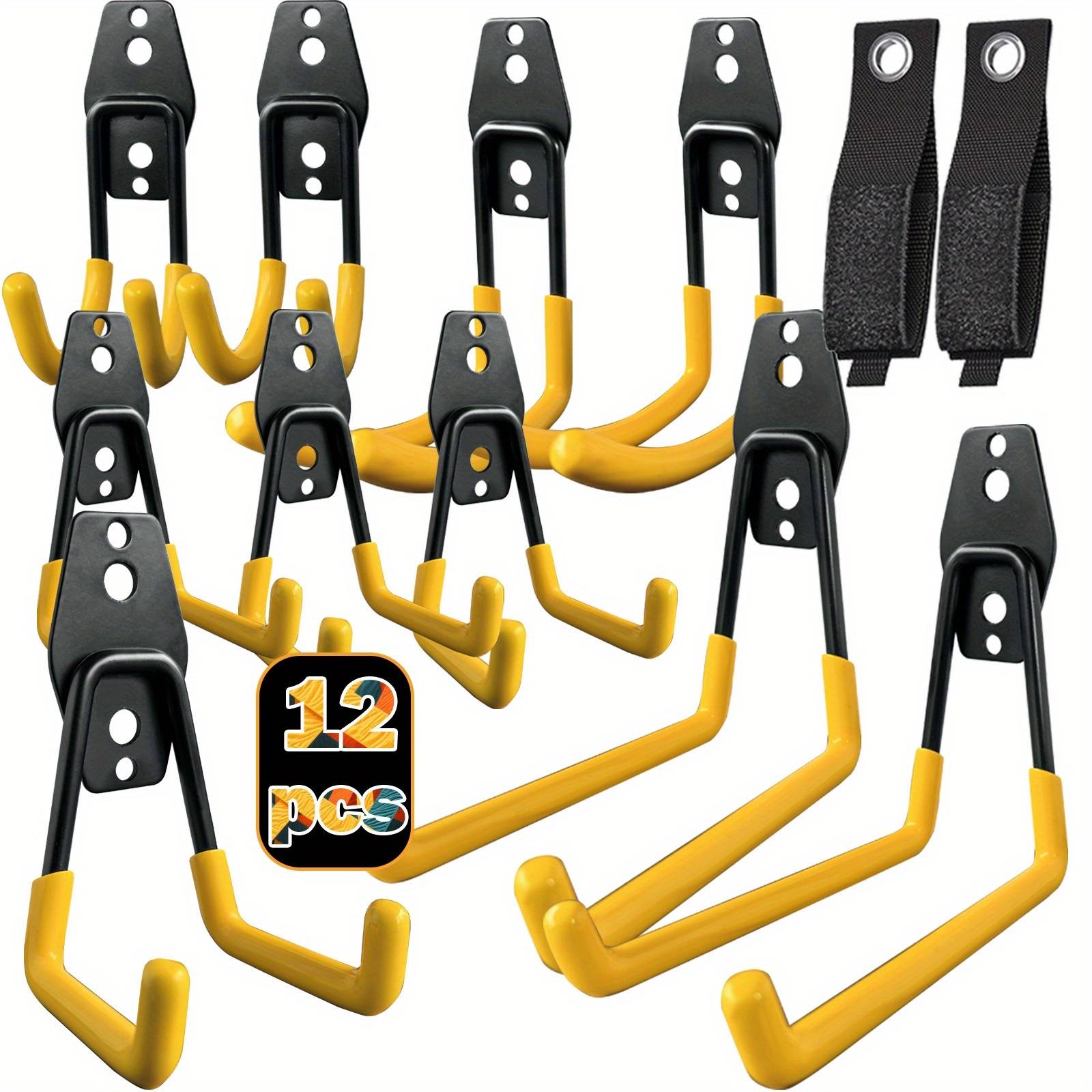Temu – TEMU [2025 Upgraded] 12pcs Heavy Duty Wall-mounted For Garage Hooks – 100lb Capacity Rust-proof Utility Steel Hooks For Hanging Bicycles, Ladders,
