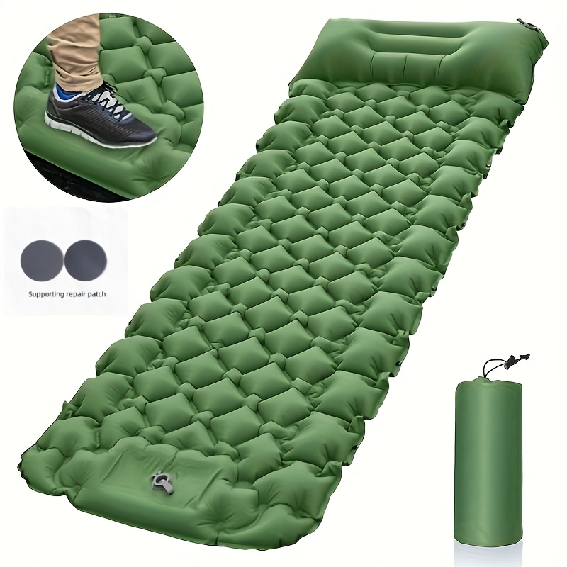New Outdoor Sleeping Inflatable Sleeping Pad Camping Inflatable Inflatable Sleeping Pad Tpuf Moisture-proof Mat With Built-in Pump, Ultra Cushion Suitable For Hiking, Travel Cushion Pillow