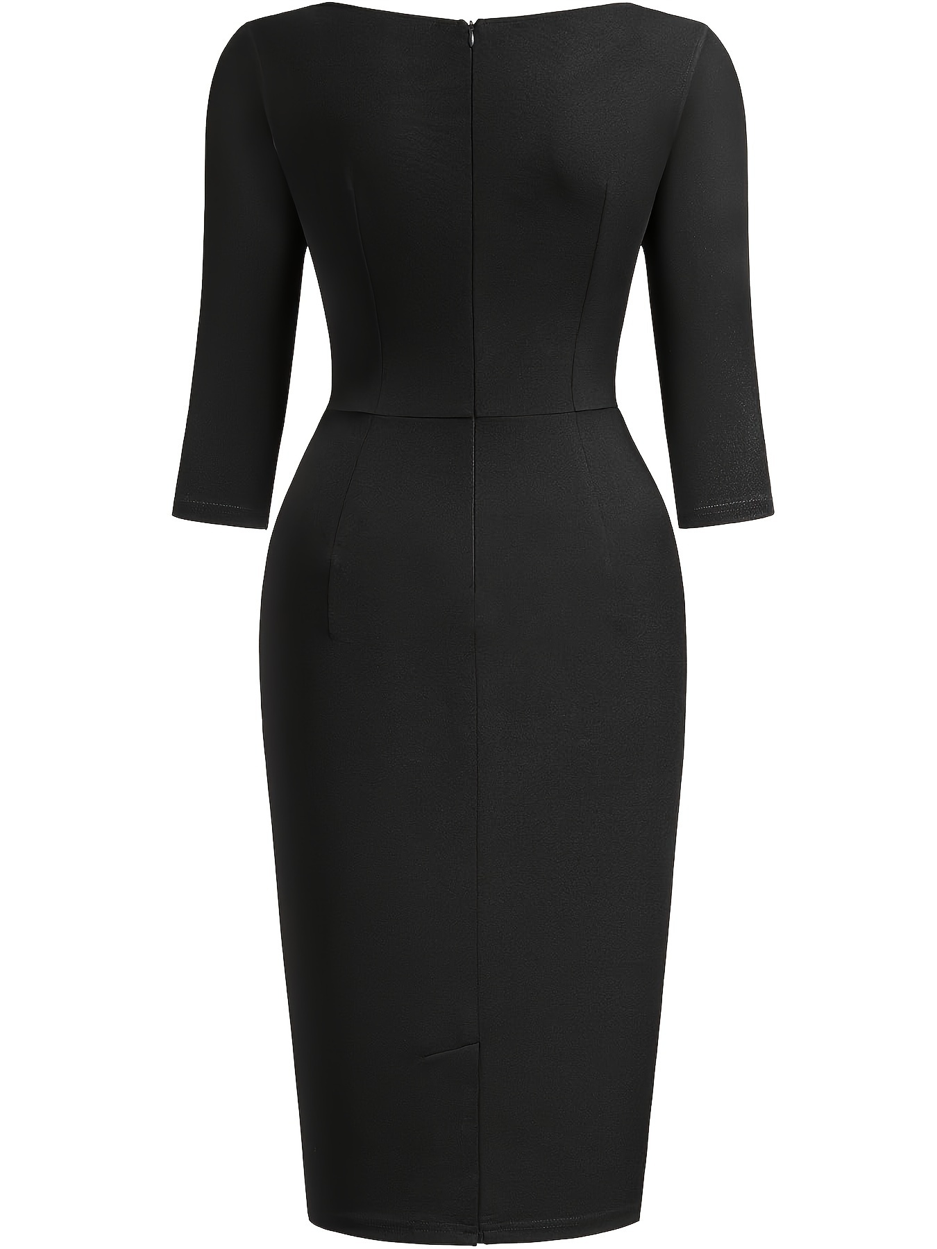 Elegant Boat-neck Midi Dress with Ruffled Three-quarter Sleeves for Romantic Valentine's Day Nights in Autumn and Winter. A Perfect Graduation Gift for Mothers, Suitable for Office Wear or Parties