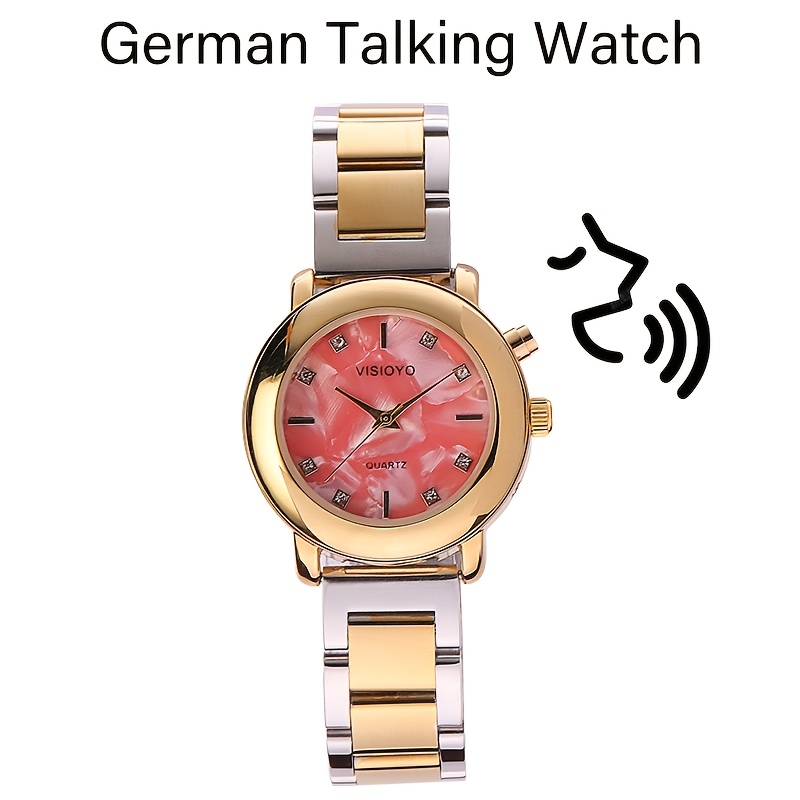 Image of English, German, French, Talking Ladies' Watch, One-button Time Announcement, Chime, Alarm Function - An Ideal Gift For The Blind, The Elderly, And With Visual Impairments (3 Language Options)