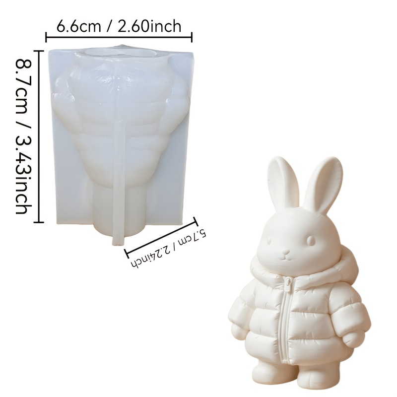 TEMU Moule en silicone-résine - Moule en silicone lapin avec veste décontractée , réutilisable pour la fabrication de résine époxy, bougies, savon en