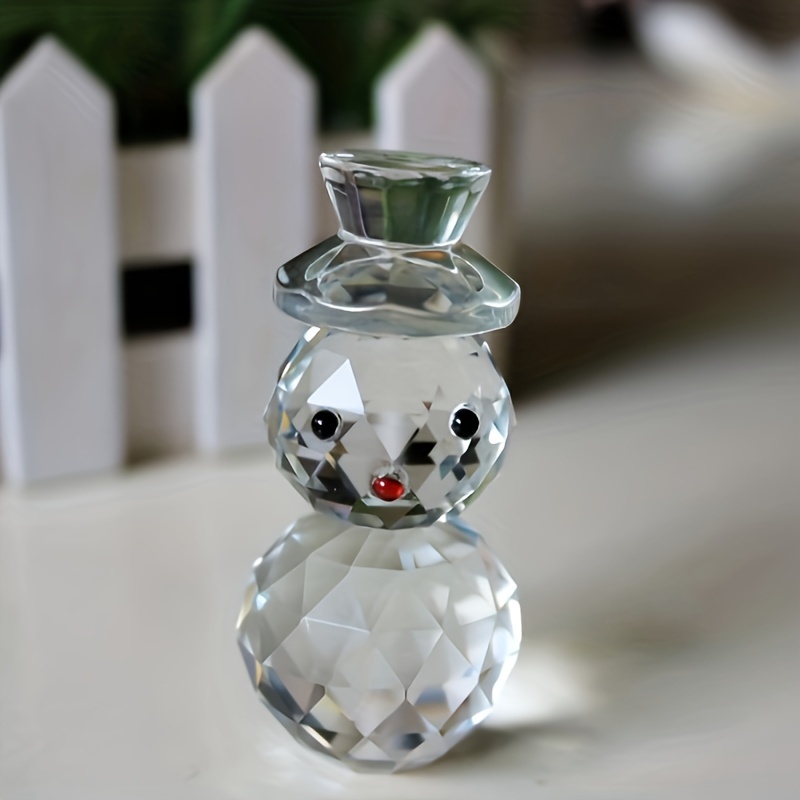 Image of Elegant Crystal Snowman Figurine With - Christmas , Indoor/outdoor Use, Ideal For Living Room Display Or Party Favor, Winter Decorations