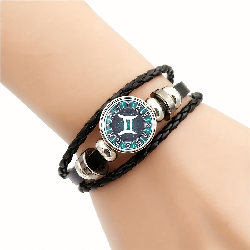 Black Fashion Glass Pattern Decorative Bracelet, Gemini Design