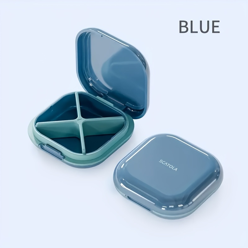 Compact Travel Pill Organizer with 4 Compartments, Portable Medicine Holder