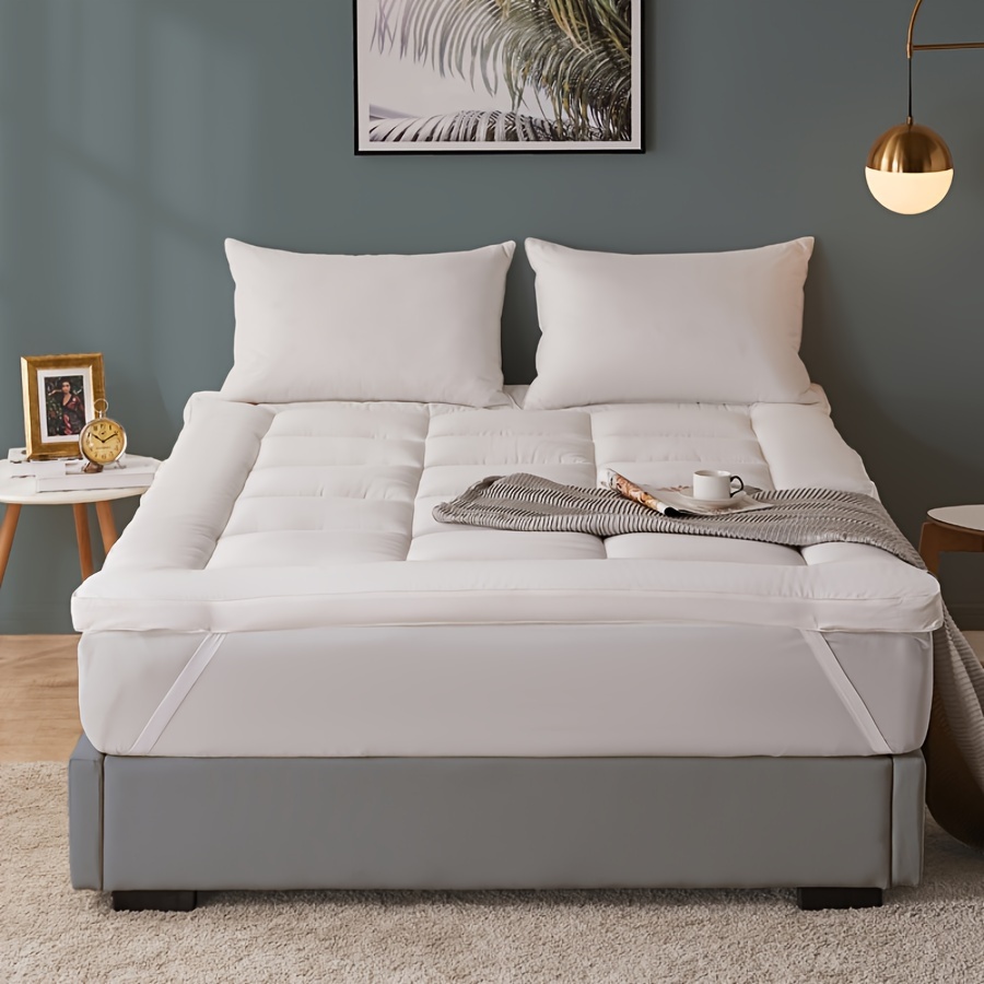 Protector de colchón tamaño Queen grueso acolchado para colchón de aire,  súper suave, transpirable y silencioso, fibra alternativa de plumón extra