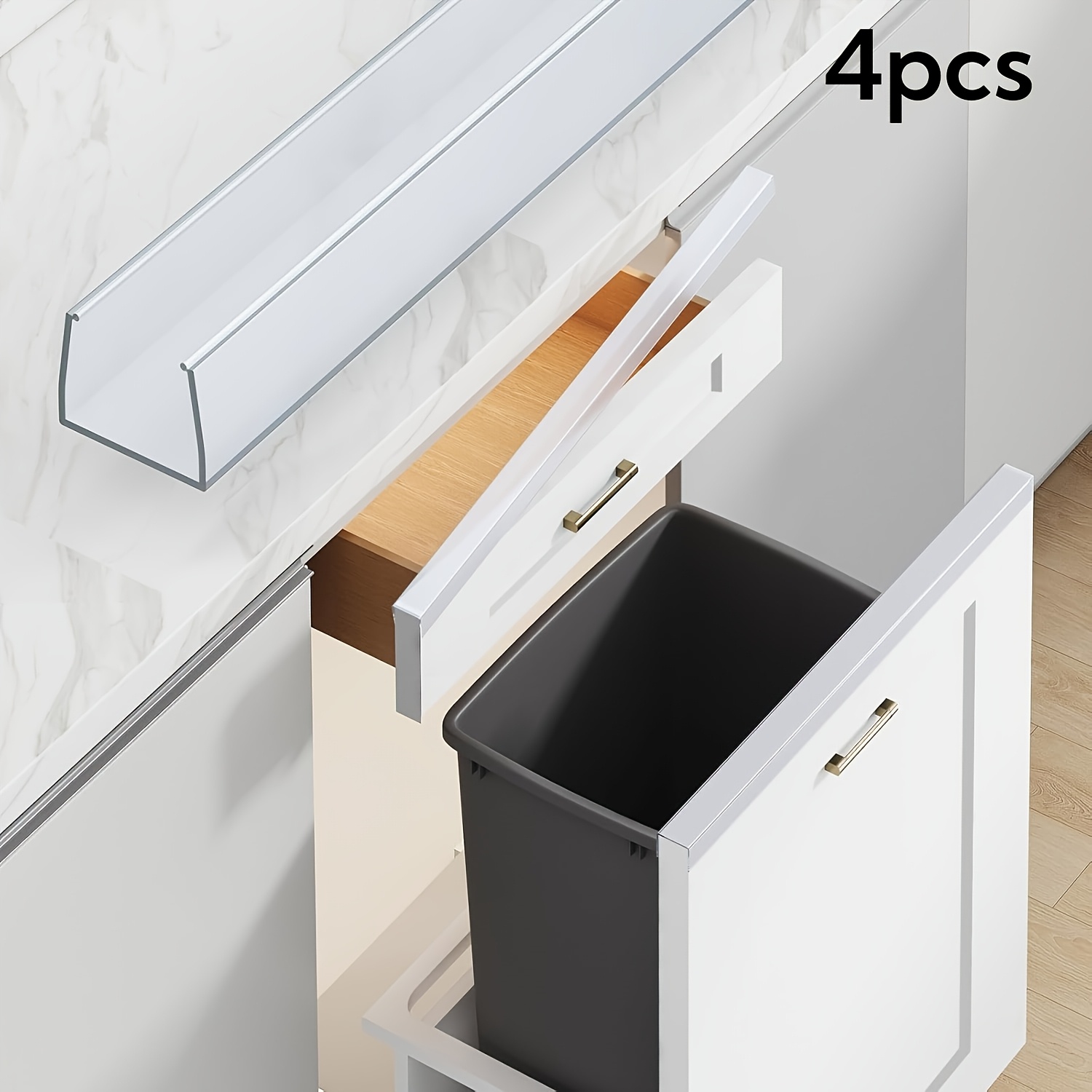 Image of Slimline Cabinet Edge Protector - Prevents Chipping, Wear, Discoloration - Drawer Edge Guard, Bumper For Drawer - -on Installation - 3/4" Thick, 18''/24'' Length, Clear/ Of 4
