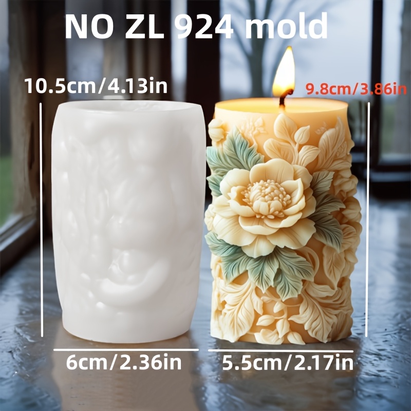 Resin Casting Molds Blooming Relief Cylindrical Candle Silicone Mold Large Flower Cylinder Epoxy Resin Silicone Mold Blooming Cylinder Mixed Soil Cement Gypsum Mold Craft Mold