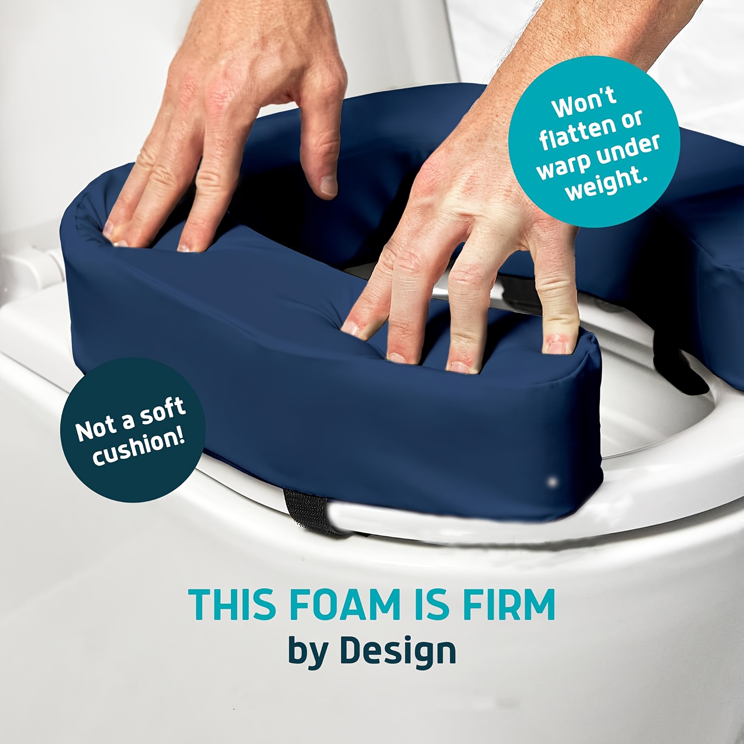 Toilet Seat Riser - Elevated Cushion With Medium-firm Foam For And Height. Easy To Clean, Essential Post-surgery