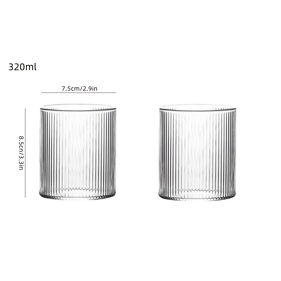 TEMU 2pcs Instagram Striped Glass Cups, Suitable For Coffee, Tea, Juice—heat-resistant Reusable Tumblers, Multi-functional Drinkware For Parties,
