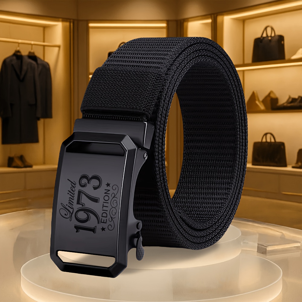 TEMU 1pc Men's Novelty Belt, 1973 Edition Pattern Men's Belt, Belt, Accessory For Sport Pants, Dress Pants, And Jeans, Fashionable Item, Men's Gift