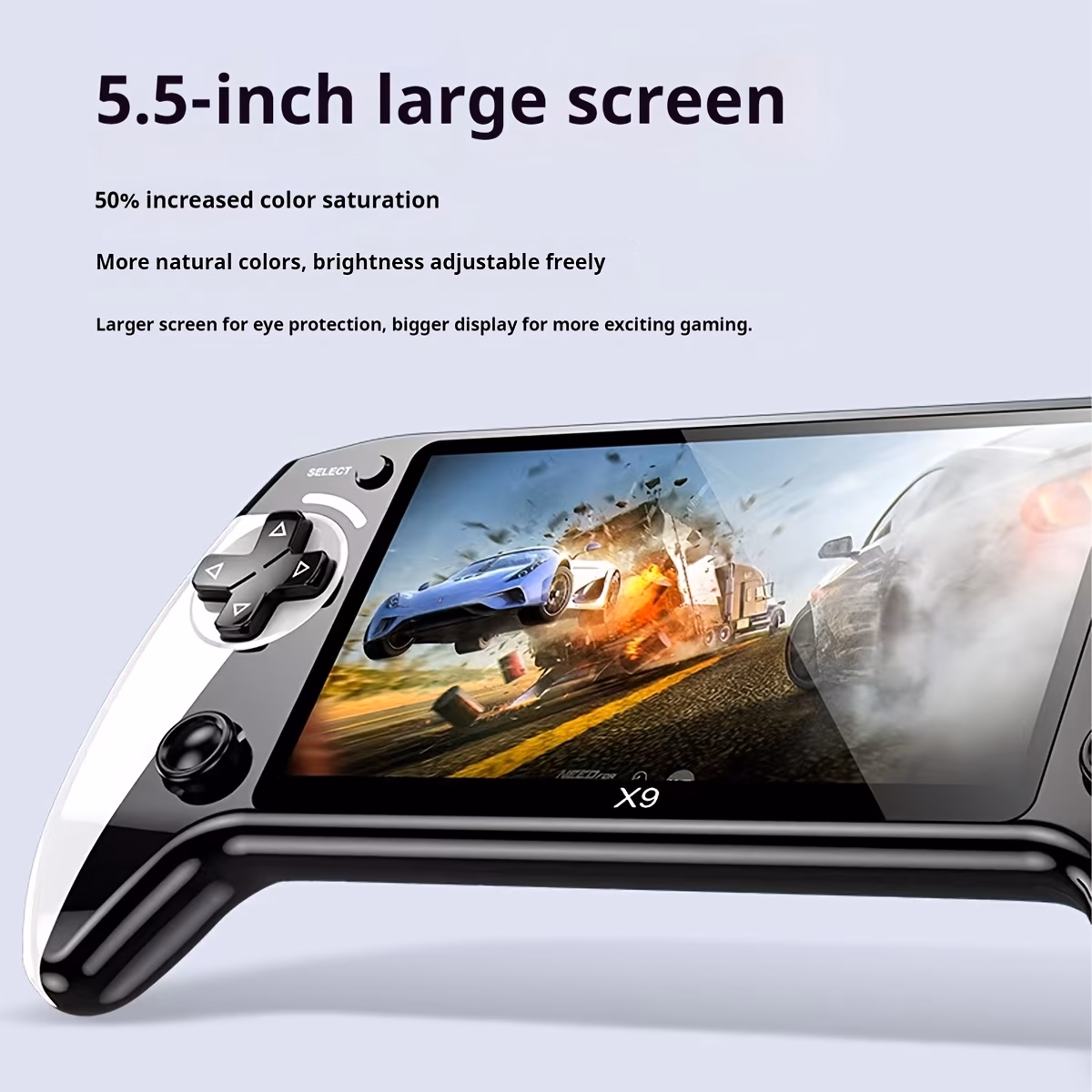 2026 new gaming console 5 5 inch ips full angle hd screen abs material compact and durable large capacity rechargeable battery for long playtime black and white joystick design details 1