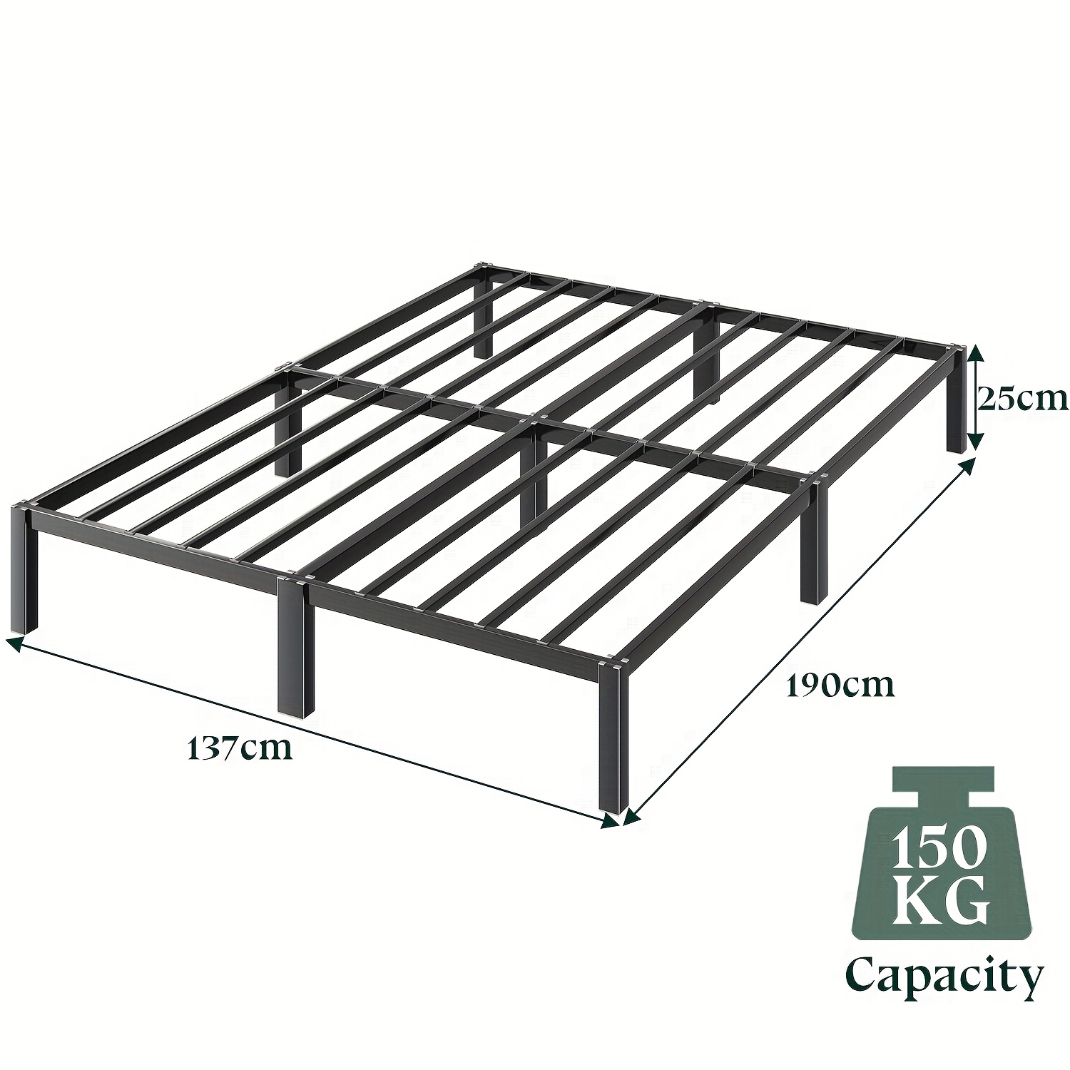 TEMU Heavy-duty Metal Bed Frame With Under-bed Storage - Full/queen/double/single Size Platform Bed, Sturdy Stainless -like Slats & Frame, Easy