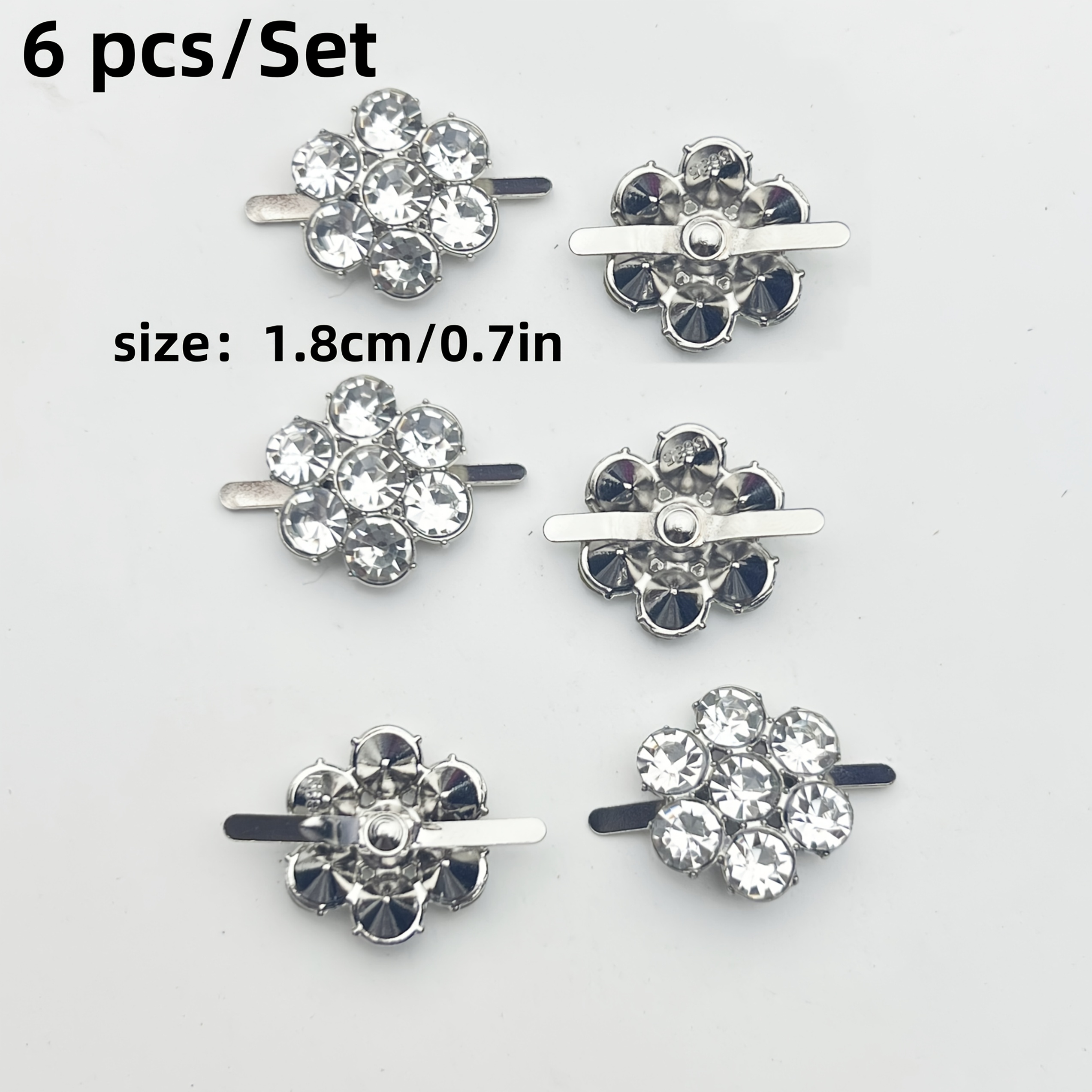 E-shop 6-teiliges/Set Mode Schmuck Schuhclip aus Legierung mit Strasssteinen, glänzendes Strassstein-Design, abnehmbare Schuhverzierungen, geeignet für