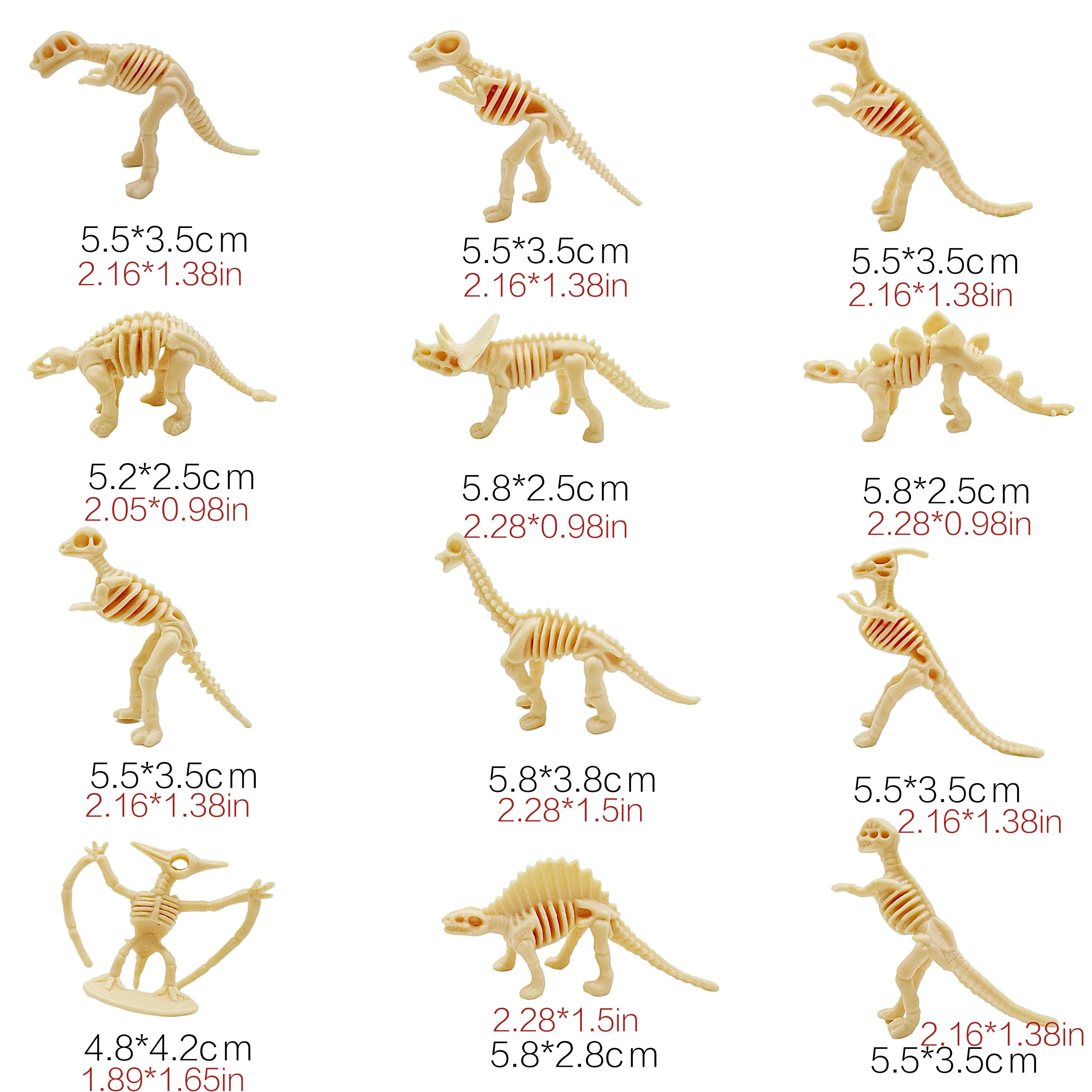 Image of Set Of 12 Dinosaur Skeleton Excavation Toys, Designed For Educational Purposes. Simulation Models Of Dinosaur Bones For Birthdays