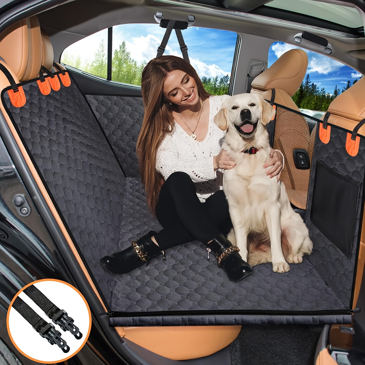 

1pc, Oversized Polyester Car Seat Cover, Portable Folding Pet Bed, Dog Hammock Backseat Extender, Fits Most Cars, Suvs & Trucks, Durable, Waterproof, Pet Travel Accessories