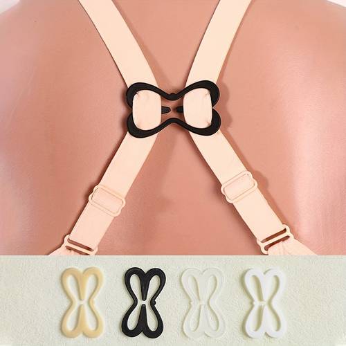 set mit 4 unsichtbaren bh-clips in libellenform mit rutschfesten, gekreuzten schulterträgern
