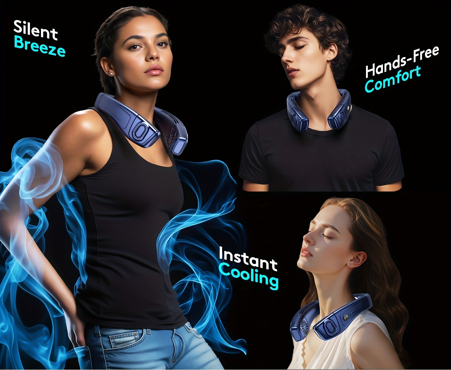 Upgraded 5200mAh neck air conditioner fan, ultra-light portable rechargeable neck fan, personal cooling device neck fan, cooling, 3-speed fan adjustable, LED digital hands-free fan suitable for kitchen, fitness, travel, camping, work | Fashion gift