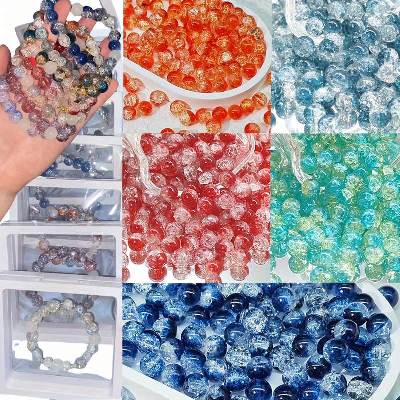 

Pcs 10mm Crackled Glass Beads Mixed Color Round Crystal Beads, Suitable For Bracelets Necklaces Earrings And Diy Crafts Jewelry Making All Of Mixed Color Crystal Glass Beads