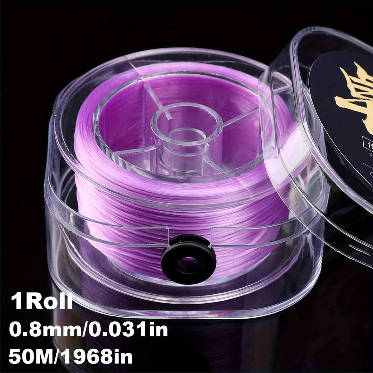 TEMU Fil Élastique de Premium de 0.8mm - Cordon Élastique Transparent de 164ft pour Bracelets, et Artisanat, avec Boîte de Rangement Portable