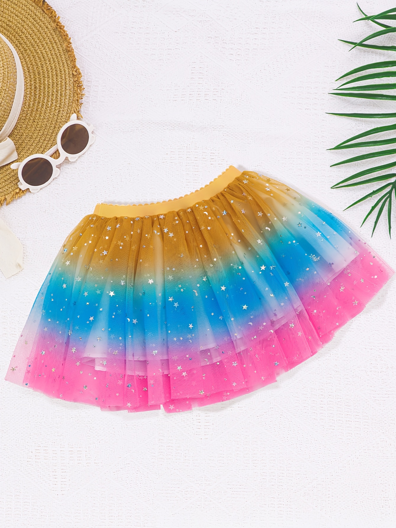 colorful girls rainbow tutu skirt sequined polyester mesh Temu